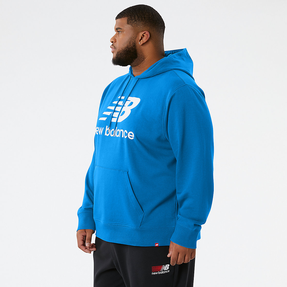 Bluzy Z Kapturem New Balance NB Essentials Stacked Logo Po Męskie Niebieskie | 651089-VOW