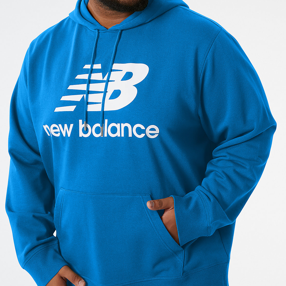 Bluzy Z Kapturem New Balance NB Essentials Stacked Logo Po Męskie Niebieskie | 651089-VOW