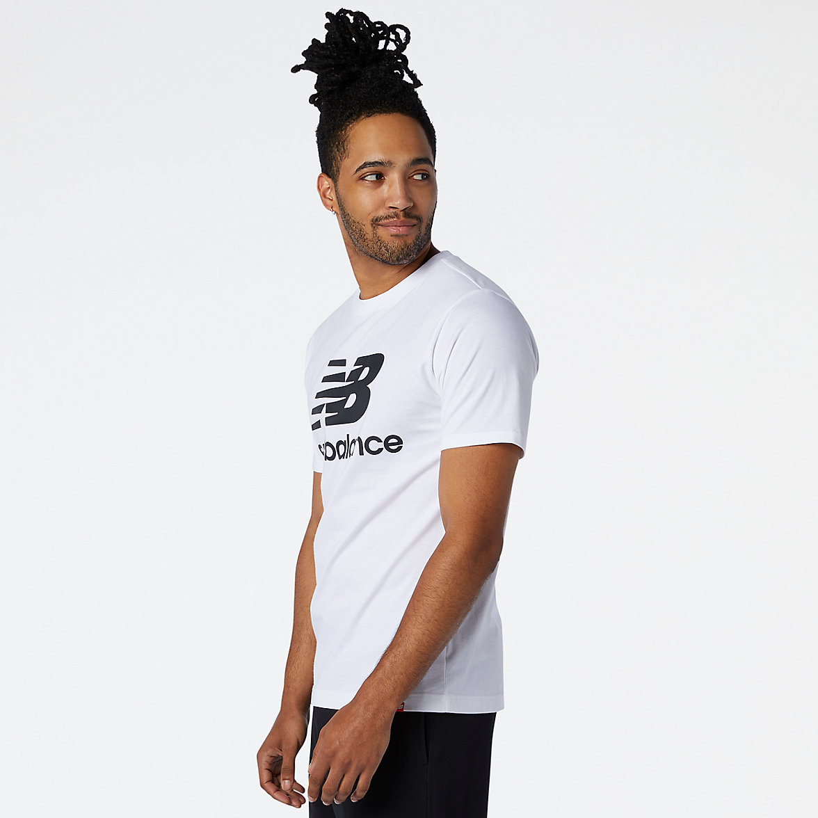 Koszule New Balance NB Essentials Stacked Logo Męskie Białe | 248531-NBI
