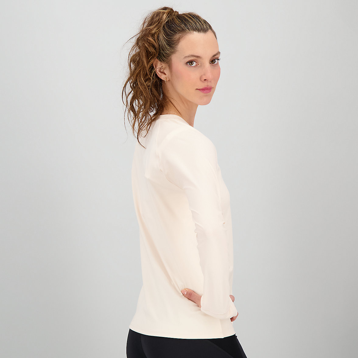 Koszule New Balance Shape Shield Long Damskie Różowe | 263914-LFS