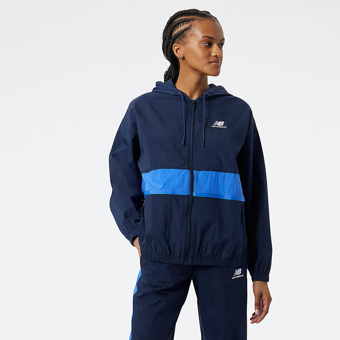 Kurtka New Balance NB Athletics Amplified Woven Damskie Beżowe Indygo | 259301-BXJ