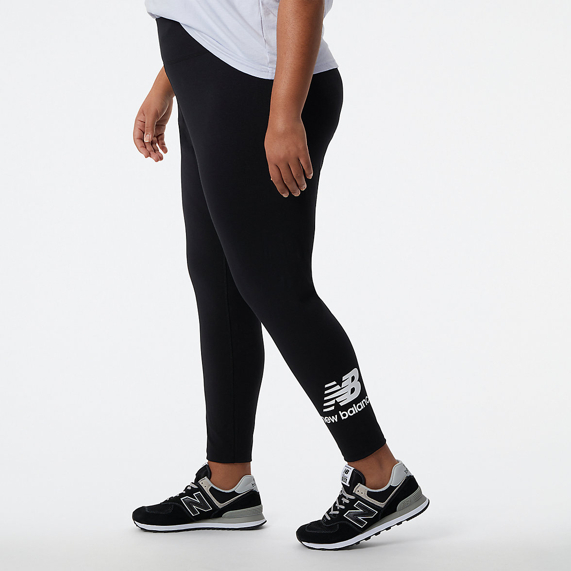 Legginsy New Balance NB Essentials Stacked Damskie Czarne | 406782-CLM