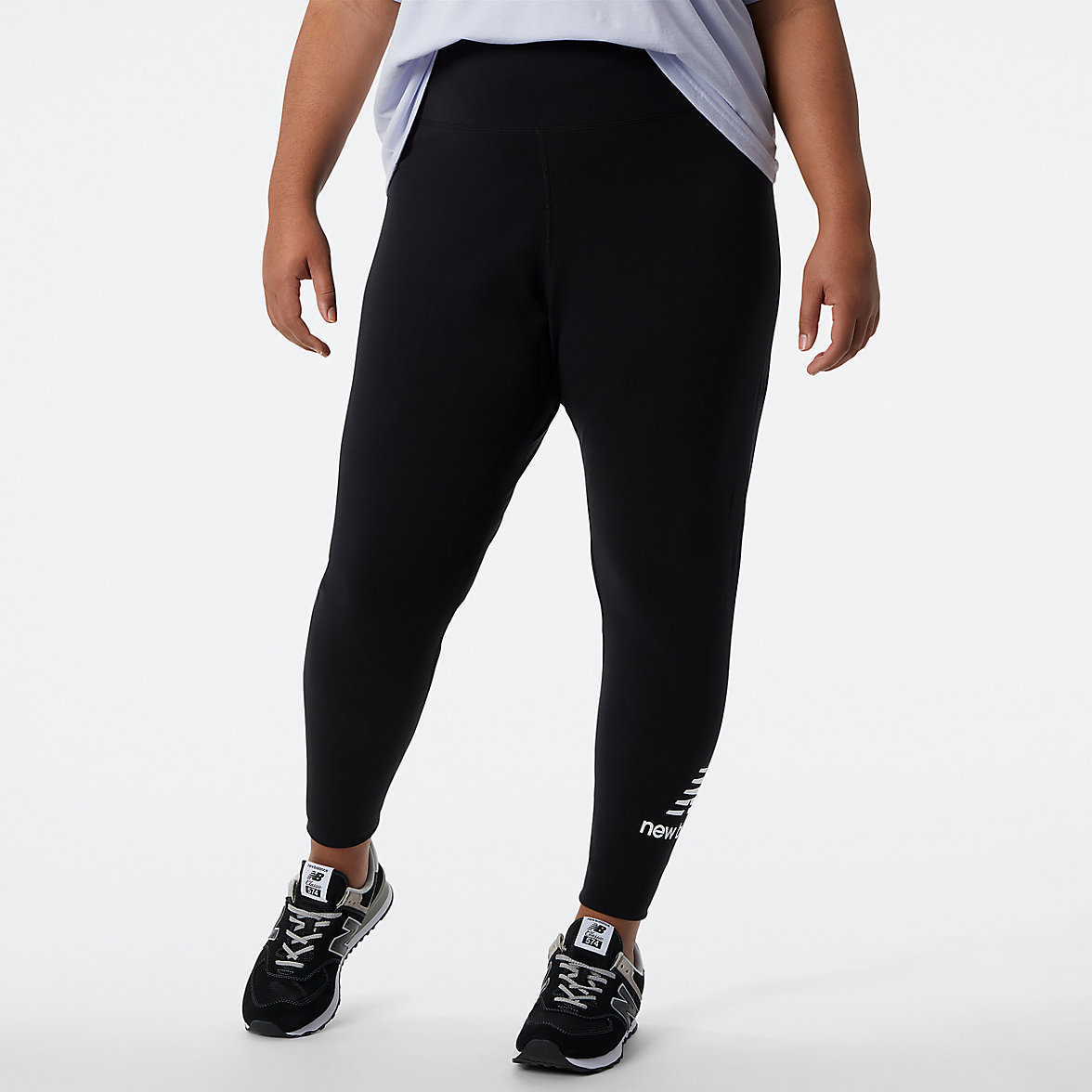 Legginsy New Balance NB Essentials Stacked Damskie Czarne | 406782-CLM