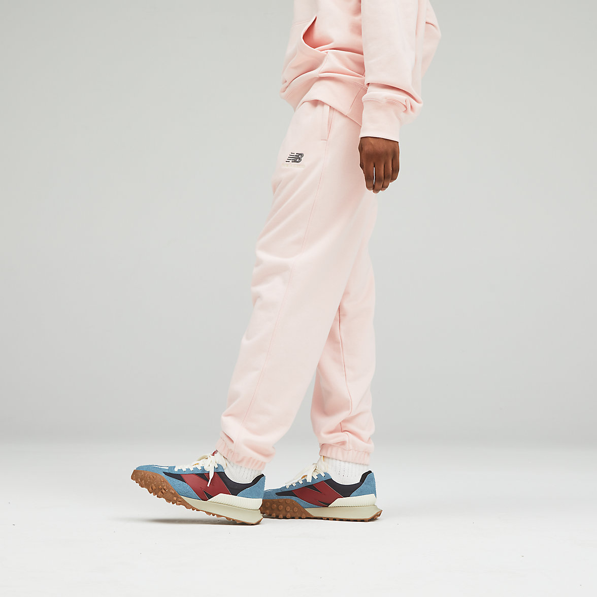 Legginsy New Balance Uni-ssentials French Terry Damskie Różowe | 143967-OID