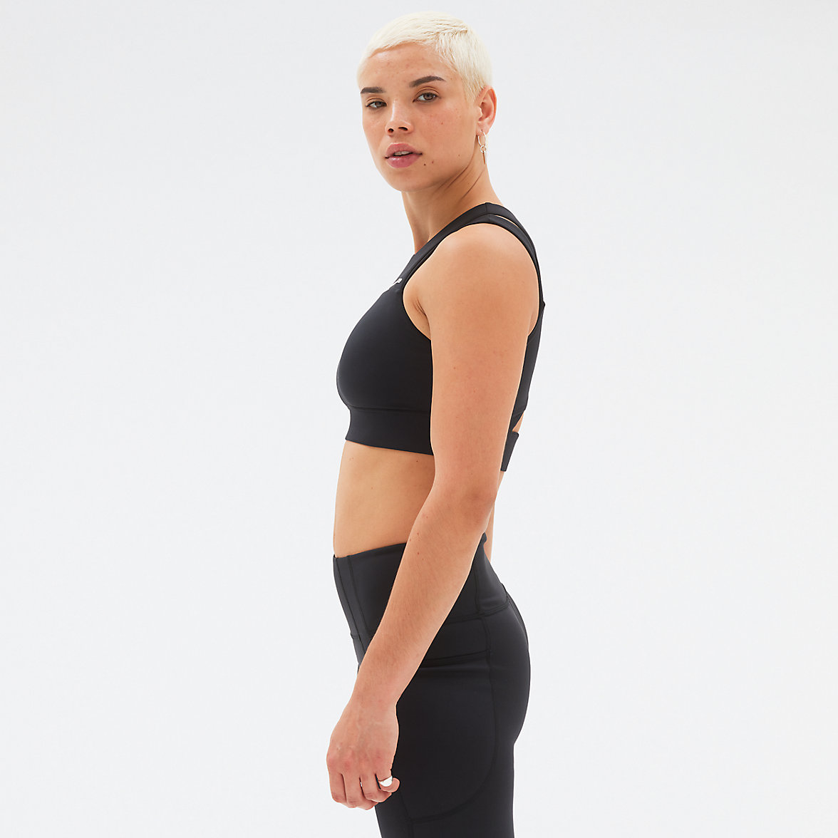 Staniki Sportowe New Balance Shape Shield Crop Damskie Czarne | 546201-KVP