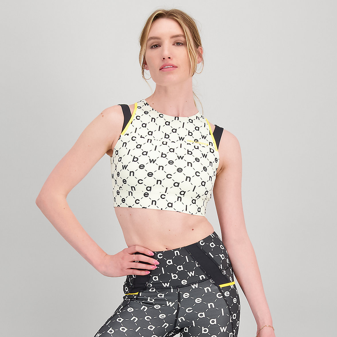 Staniki Sportowe New Balance Shape Shield Printed Crop Damskie Czarne Kolorowe | 857924-GLF