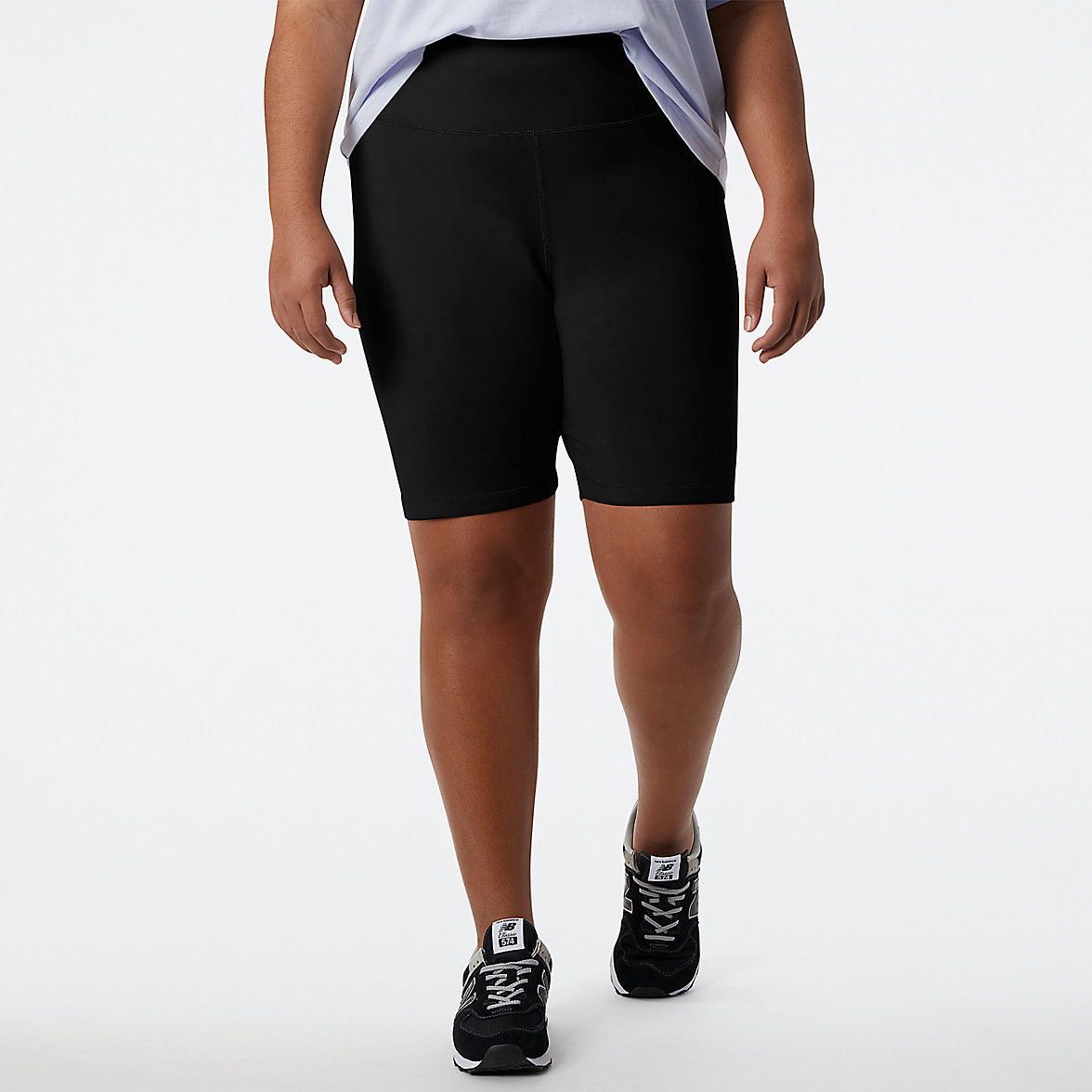 Szorty New Balance NB Essentials Stacked Fitted Damskie Czarne | 302158-OUX